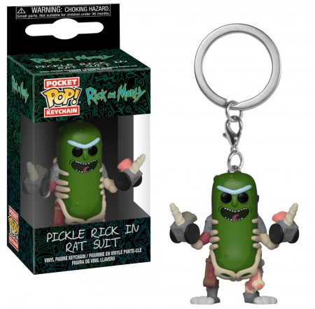 Chaveiro Funko Pop - Keychain Rick Morty Pickle Rick In Rat Suit