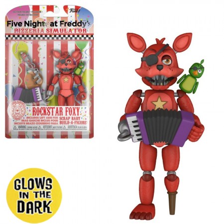 Boneco Funko Action - Five Nights Pizza Rockstar Foxy (glow In The Dark)