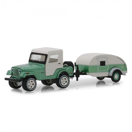 Carro Greenlight Hitch Jeep Cj-5 /teardrop Trailer - 1972 - Escala 1/64 32160-b