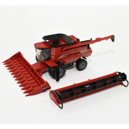 Colheitadeira Ertl Case Ih - Combine 7250 With 12-row Corn Head, Draper Grain Head And Folding Auger 44166 - Escala 1/64
