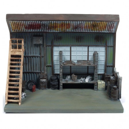 Diorama de Garagem e Carro Auto World - Plymouth Fury Christine Diorama Awsd001 - Ano 1958 - Escala 1/64