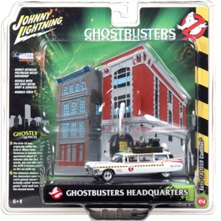 Diorama Com Carro Johnny Lightning Ghostbusters - Cadillac Ecto 1a Jldr002 - Ano 1959 - Escala 1/64
