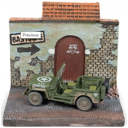 Diorama e Carro Johnny Lightning - Willys Jeep Display Jlds001 - Escala 1/64