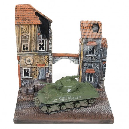 Diorama e Tanque Johnny Lightning - Sherman Tank Display Jlds001 - Escala 1/100