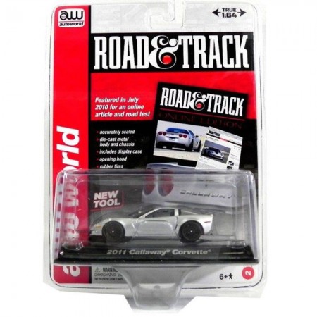 Carro Auto World Road And Track - Corvette Callaway Aw64003b Silver - Ano 2011 - Escala 1/64