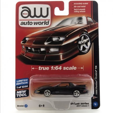Carro Auto World - Pontiac Firebird T/a Aw64021b Black - Ano 1996 - Escala 1/64