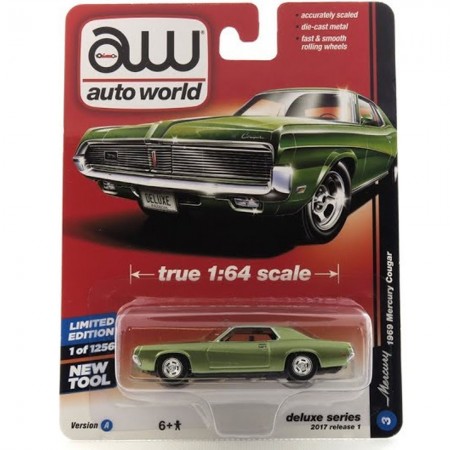 Carro Auto World - Mercury Cougar Aw64021a Green - Ano 1969 - Escala 1/64