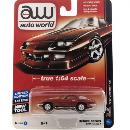 Carro Auto World - Corvette 427 Aw64021a Red - Ano 1967 - Escala 1/64