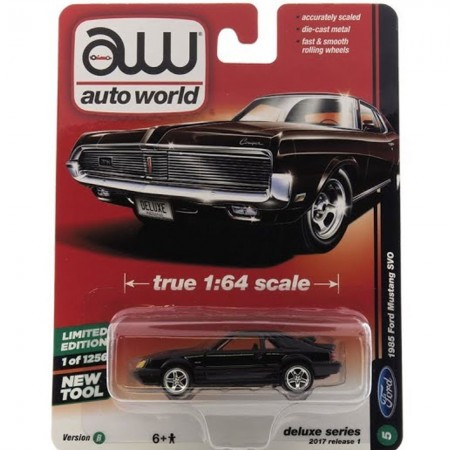 Carro Auto World - Ford Mustang Svo Aw64021b Black - Ano 1985 - Escala 1/64