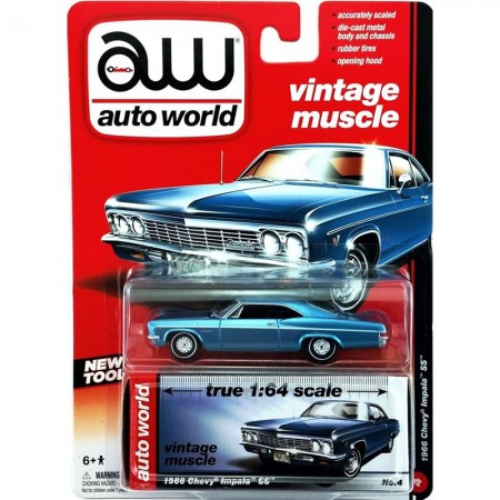 Carro Auto World - Chevy Impala Aw64002b - Ano 1966 - Escala 1/64