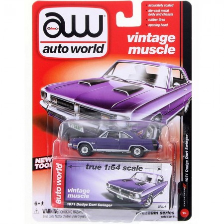 Carro Auto World - Dodge Dart Swinger Aw64002b - Ano 1971 - Escala 1/64
