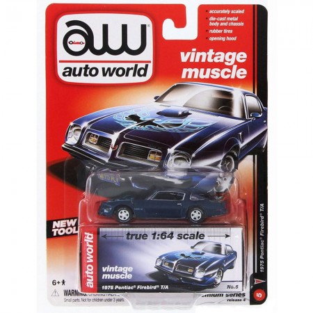 Carro Auto World - Pontiac Firebird Blue Aw64032a - Ano 1975 - Escala 1/64