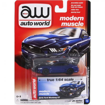 Carro Auto World - Ford Mustang Gt Aw64032a Blue - Ano 2015 - Escala 1/64