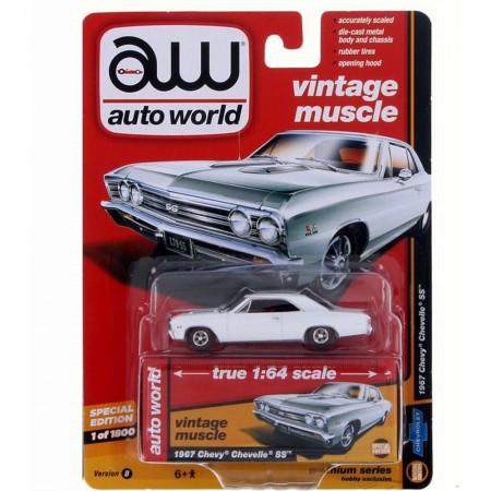 Carro Auto World - Chevy Chevelle White Aw64132b - Ano 1967 - Escala 1/64
