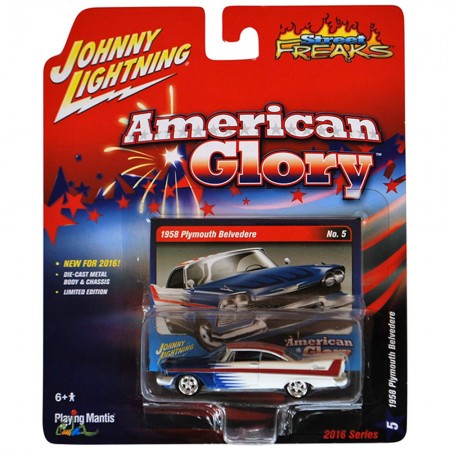 Carro Johnny Lightning American Glory - Plymouth Belvedere Jlsf001a - Ano 1958 - Escala 1/64