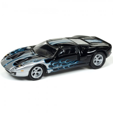 Carro Johnny Lightning Black With Flames - Ford Gt Jlsf003b - Ano 2005 - Escala 1/64