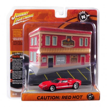 Diorama Com Carro Johnny Lightning Cars And Coffee - Ford Gt  Jldr004 - Ano 2005 - Escala 1/64