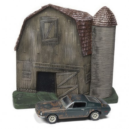 Diorama Com Carro Johnny Lightning Barn Finds Lost Legends - Ford Mustang Jldr006 - Ano 1968 - Escala 1/64