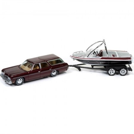 Carro Johnny Lightning Gone Fishing - Chevy Caprice W/ Boat Jlbt004b  - Ano 1973 - Escala 1/64