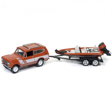 Carro Johnny Lightning Gone Fishing - International Scout Ii W/ Boat Jlbt004b - Ano 1979 - Escala 1/64