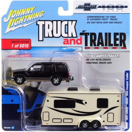 Carro Johnny Lightning Truck And Trailer - Chevy Tahoe Jlbt007a - Ano 1997 - Escala 1/64