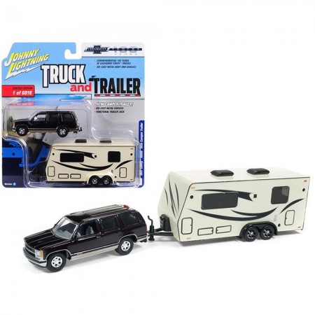 Carro Johnny Lightning Truck And Trailer - Chevy Tahoe Jlbt007a - Ano 1997 - Escala 1/64