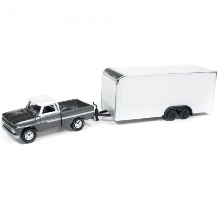 Carro Johnny Lightning Truck And Trailer - Chevy  Pickup Enclosed Jlbt007a - Ano 1965 - Escala 1/64