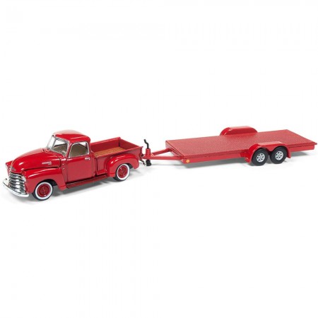 Carro Johnny Lightning Truck And Trailer - Chevy  Pickup Red Jlbt007a - Ano 1950 - Escala 1/64