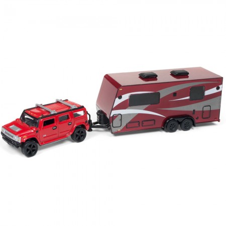 Carro Johnny Lightning Truck And Trailer - Hummer H2 Jlbt008b - Ano 2004 - Escala 1/64