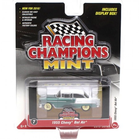 Carro Racing Champions - Chevy Bel Air Rc002a Verde e Branco - Ano 1955 - Escala 1/64