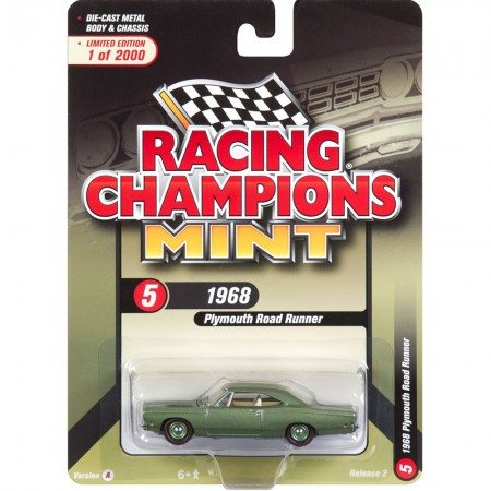 Carro Racing Champions - Plymouth Road Runner Verde Rc008a - Ano 1968 - Escala 1/64