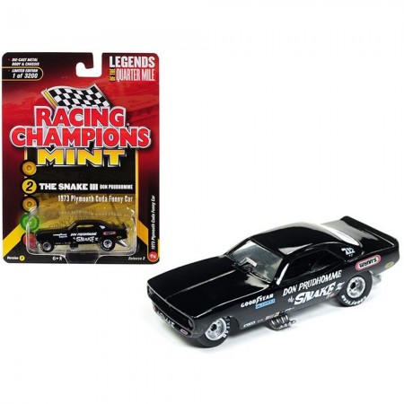 Carro Racing Champions - Plymouth Cuda Funny Cars Black Rc008b - Ano 1973 - Escala 1/64