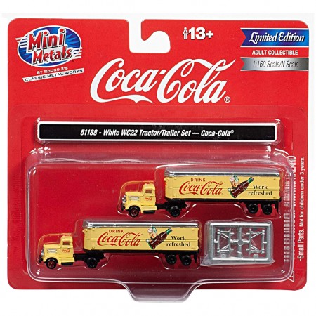 Caminho Mini Metals Coke - White Wc 22 Tractor/trailer Set Coca Cola 51177 - Escala 1/160