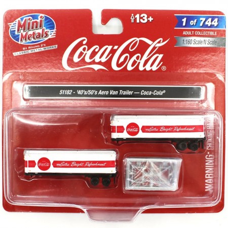 Caminhão Mini Metals Coke - 40's/50's Aero Van Trailer Coca Cola 51182 - Escala 1/160