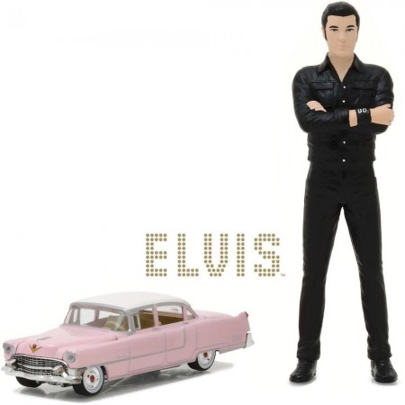 Carro e Figure Greenlight - Cadillac Fleetwood With Elvis Presley Figure  29898 - Ano 1955 - Escala 1/64
