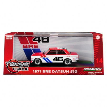 Carro Greenlight Tokyo Torque - Datsun 510 Brock Racing  86335 - Ano 1971 - Escala 1/43