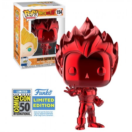 Funko Pop Animation Dragon Ball Z Exclusive Sdcc 2019 - Super Saiyan Vegeta Chrome Red 154
