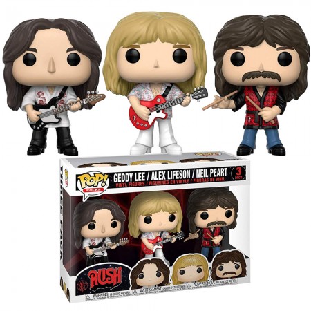 Bonecos Funko Pop Rocks Rush - Geddy Lee / Alex Lifeson / Neil Peart 3pack