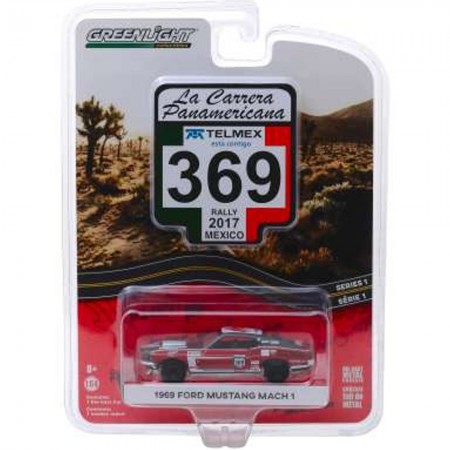 Carro Greenlight La Carrera Panamericana 369 Rally 2017 Mexico - Ford Mustang Mach1 1969 - Escala 1/64 (13240-d)