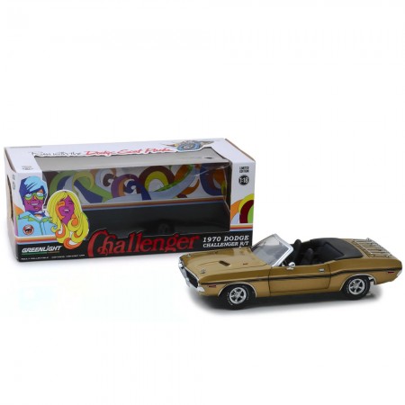 Carro Greenlight - Dodge Challenger R/t Convertible Gold 13527 Ano 1970 - Escala 1/18