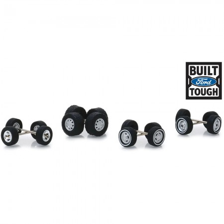 Auto Body Shop Greenlight - Wheel And Tire Packs Built Ford Tough (ford Trucks) - Escala 1/64 (16010-b)