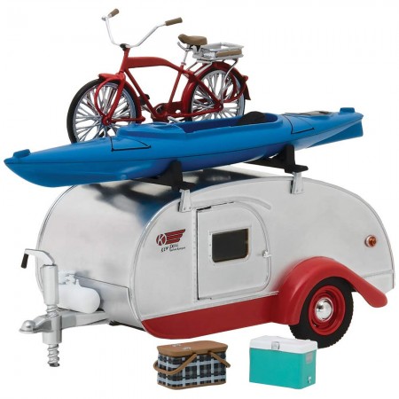 Trailer Greenlight Hitch & Tow - Tear Drop Trailer 1947 - Escala 1/24
