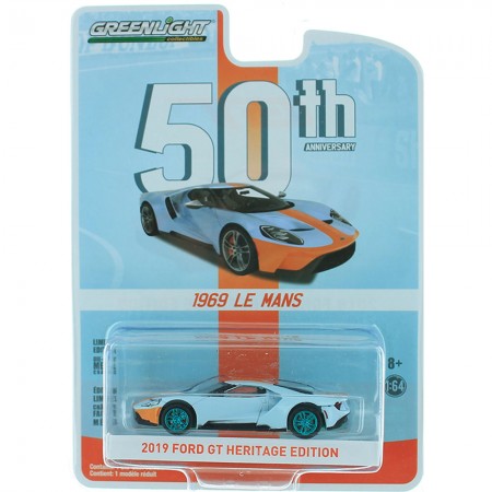 Carro Greenlight 50th Anniversary Le Mans - Ford Gt Heritage Edition Gulf Oil - Escala 1/64 (27980-f)
