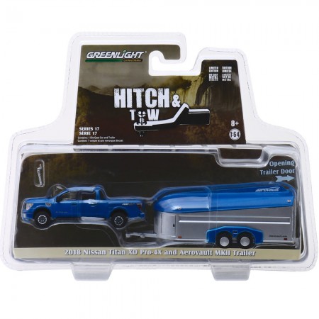 Carro Greenlight Hitch & Tow - Nissan Titan Xd Pro-4x 2018 And Aerovault Mkii Trailer - Escala 1/64 (32170-d)