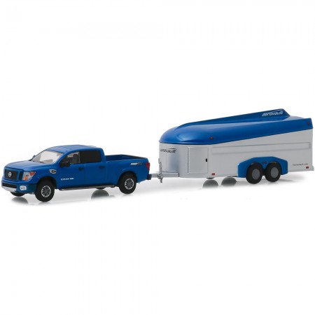 Carro Greenlight Hitch & Tow - Nissan Titan Xd Pro-4x 2018 And Aerovault Mkii Trailer - Escala 1/64 (32170-d)