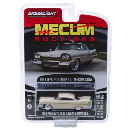 Carro Greenlight Mecum Auctions - Plymouth Fury Golden Commando 1958 - Escala 1/64 (37170-b)