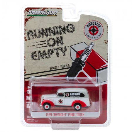 Carro Greenlight Running On Empty - Chevrolet Panel Truck  Autolite Spark Plugs 1939 - Escala 1/64 (41080-a)