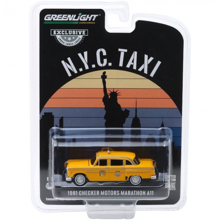 Carro Greenlight Hobby Exclusive - Checker Motors Marathon A11 1981 New York City Taxi - Escala 1/64 (30076)