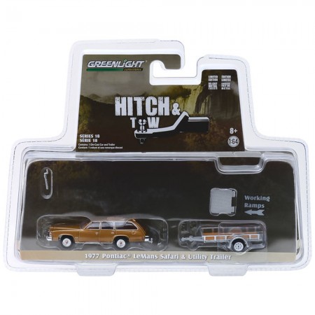 Carro Greenlight Hitch & Tow - Pontiac Lemans Safari 1977 And Utility  Trailer - Escala 1/64 (32180-a)