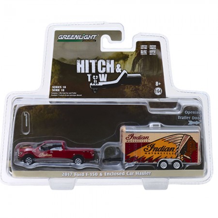 Carro Greenlight Hitch & Tow - Ford F-150 2017 Enclosed Car Hauler - Escala 1/64 (32180-c)